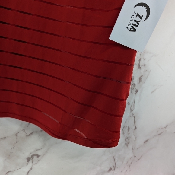 Zyia Active Tank Top Women XXL 2XL Red Sheer Striped Racerback Havana NEW - Picture 5 of 12